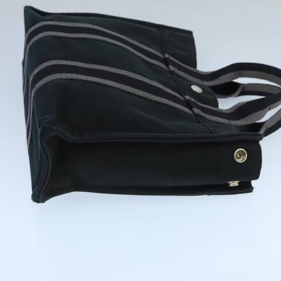 HERMES Fourre Tout PM Hand Bag Canvas Black Gray Silver Auth ti2255 - Picture 4 of 16